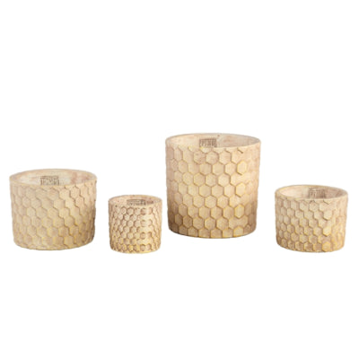 Ptmd Vaso da fiori colonnino a nido d'ape crema m 14 cm | 8 pezzi