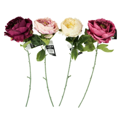 Flor artificial peonía 68 cm 4 surtidas | 24 piezas
