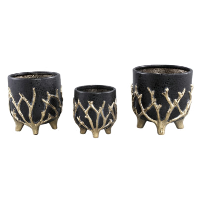 Vaso da fiori Ptmd quin l nero 17 cm | 8 pezzi