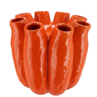 Daan jarrón de madera curvada luna tube naranja 24 cm | 2 piezas