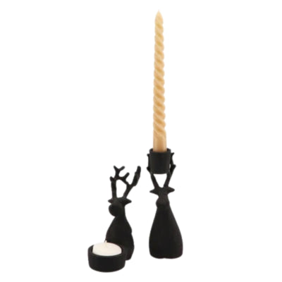 Candelabro Daan madera curvada dobra negro 14 cm | 9 piezas