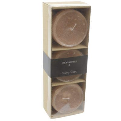 Candela galleggiante Countryfield Bolie beige 7 x 5 cm set da 3 | 12 pezzi