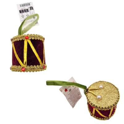Ngk Colgante navideño tambor terciopelo 6 cm 3 surtidos | 24 piezas