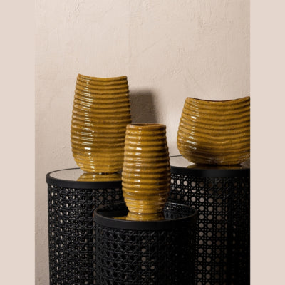 Jarrón ptmd riddy amarillo 20 cm | 6 piezas