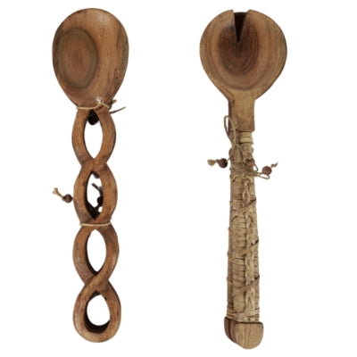 Cubiertos para ensalada madera de acacia 30,5 cm 2 surtidos juego de 2 | 10 piezas