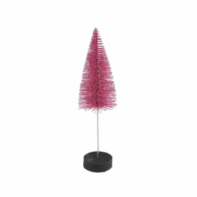 Countryfield Árbol de Navidad sobre base purpurina rosa 20 cm | 12 piezas