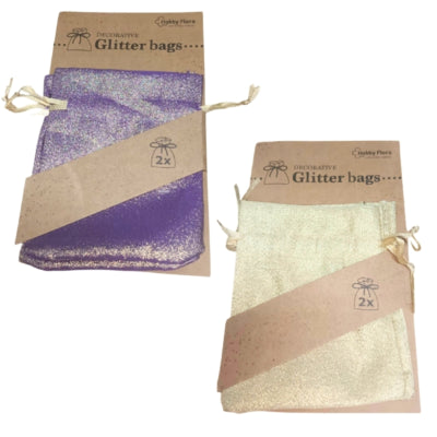 Bolsas de regalo Hobby flora con purpurina 6 surtidos, juego de 2 | 48 piezas