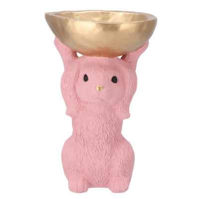 Ciotola Daan in legno curvato coniglio rosa 28 cm | 4 pezzi