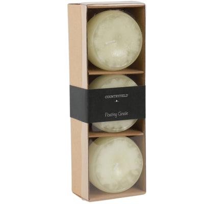 Countryfield candela galleggiante bollie crema 7 x 5 cm set da 3 | 12 pezzi