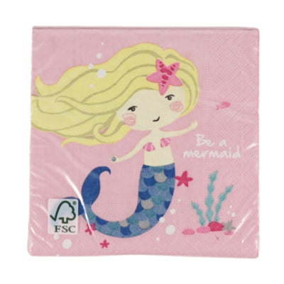 Servilletas Amscan be a mermaid 25 x 25 cm 3 capas rosa 20 piezas | 24 piezas