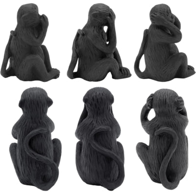 Immagine scimmie sentono vedono silenzio nero 12 cm set da 3 | 24 pezzi