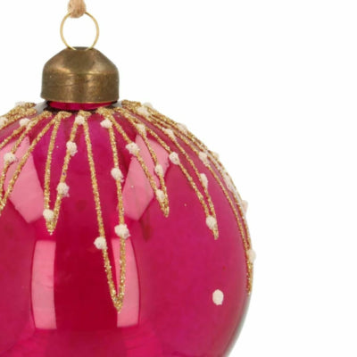 Ngk Palla di Natale Sparkle Bacca di Vetro Rosa 8 cm | 24 pezzi
