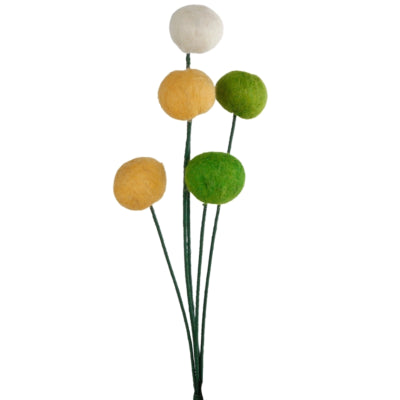 Palline decorative su stelo in feltro verde 33 cm set da 5 | 18 pezzi