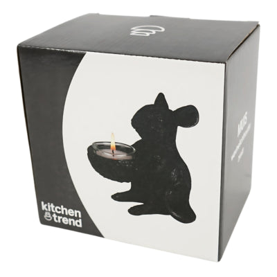 Portavelas ratón negro 12,5 cm | 6 piezas