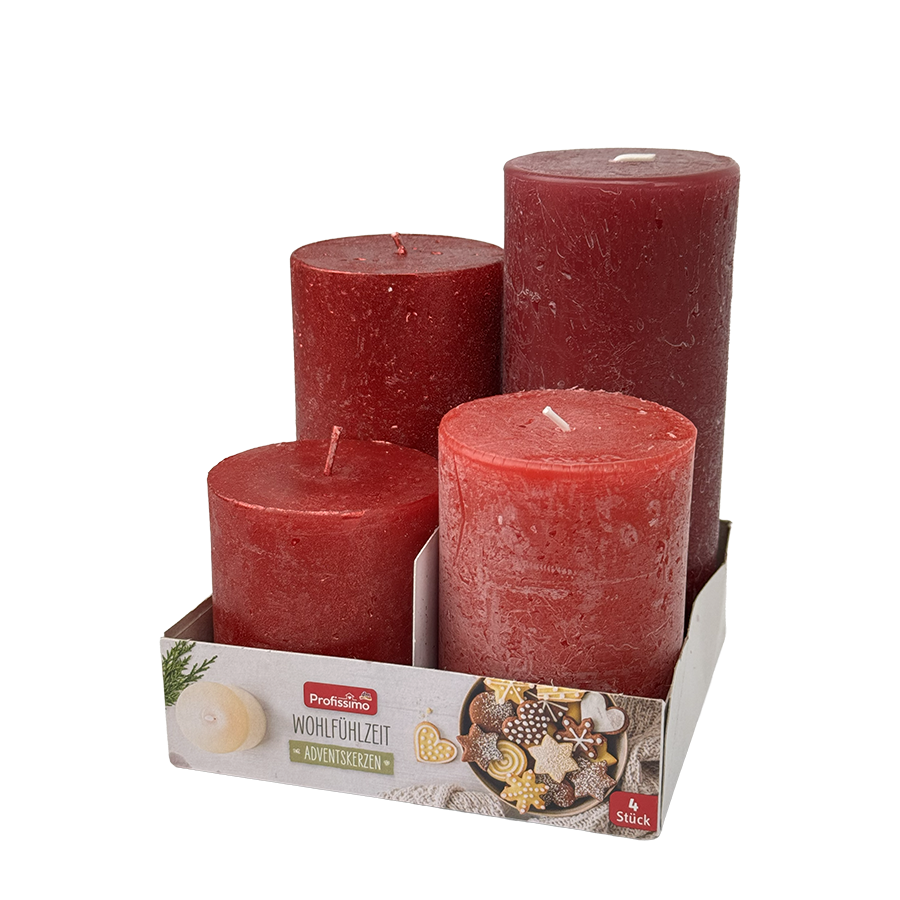 Profissimo vela pilar rústica metálica set rojo 4 piezas