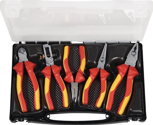 Set di pinze Promat tecwerk | contenuto 5 parti vde isolate | cromato | in custodia di plastica - 4000810887