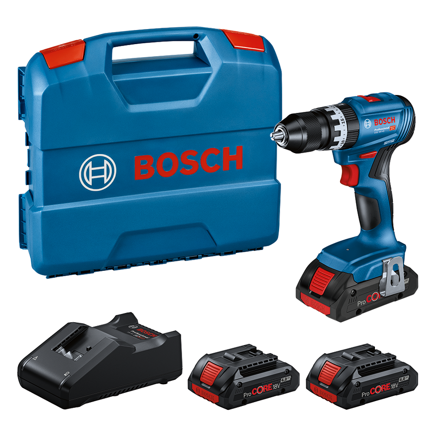 Taladro atornillador y percutor inalámbrico azul GSB 18V-45 Bosch | Batería procore de 3 x 4,0 ah | en caja l - 0615a5002u