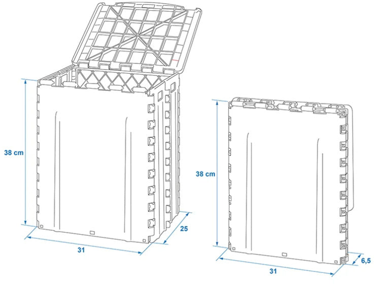 Waste Bin plegable 35 litros 25 x 31 x 38 cm de negro gris