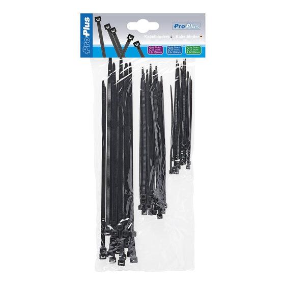 Proplus Cable Binder Set 60 piezas negras