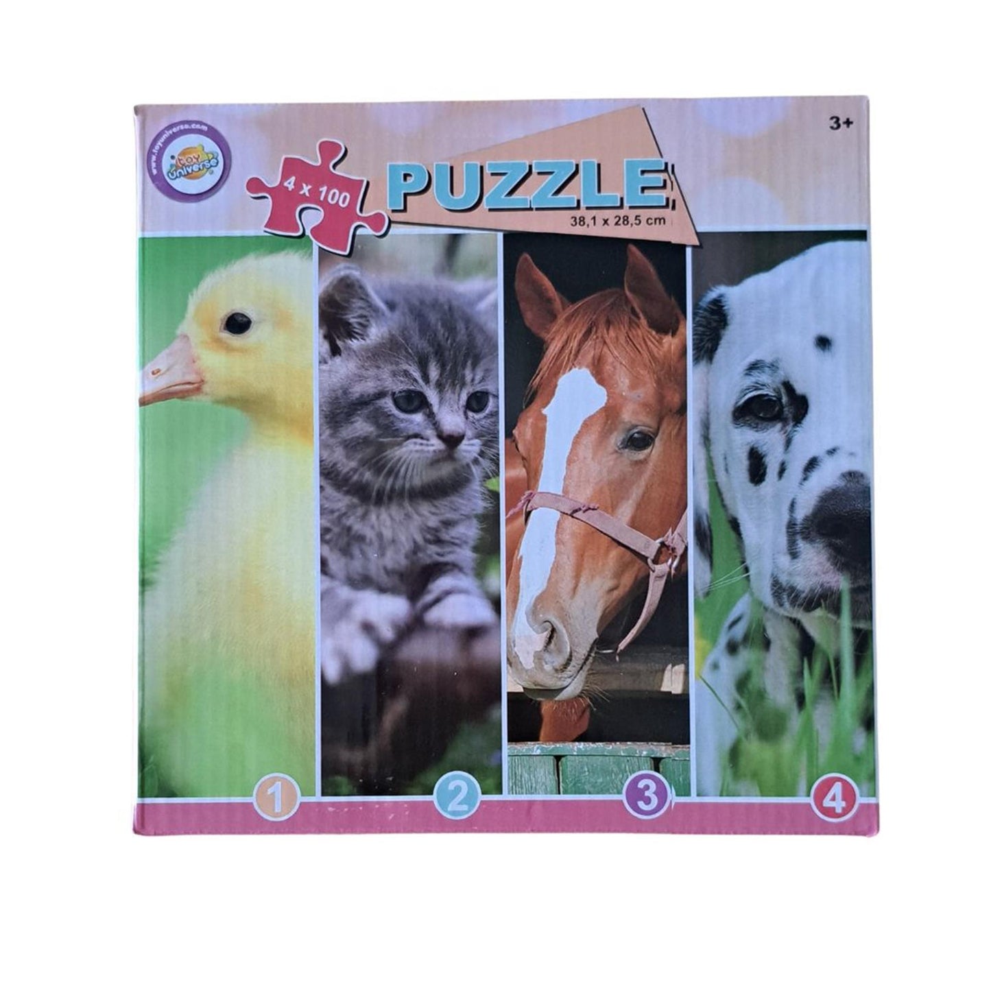 Puzzle universo juguete 4x 100pzs 38x28.5cm