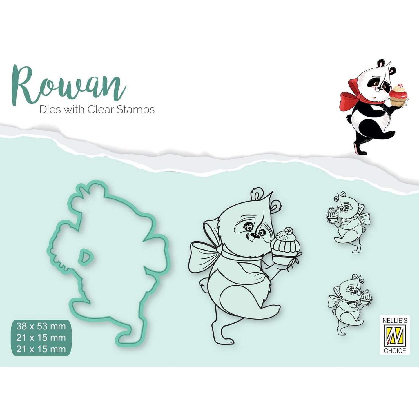 La scelta di Nellie • fustella Rowan timbro trasparente panda 4 pezzi.
