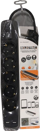 Regleta eléctrica 1,5 m 5 contactos 2x USB - relec492237 relec492237