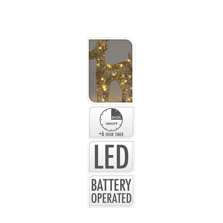 Renna LED oro 40 LED 37 cm