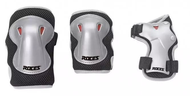 Set di protezione da skate Super Junior Silver Size M 6 pezzi