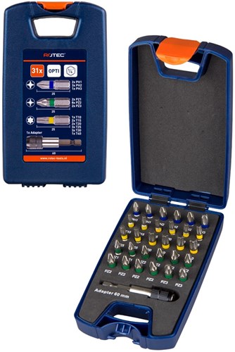 Rotec 31 uds. 1 juego de 4 puntas 25 mm ph pz tx + soporte de liberación rápida - 8279100