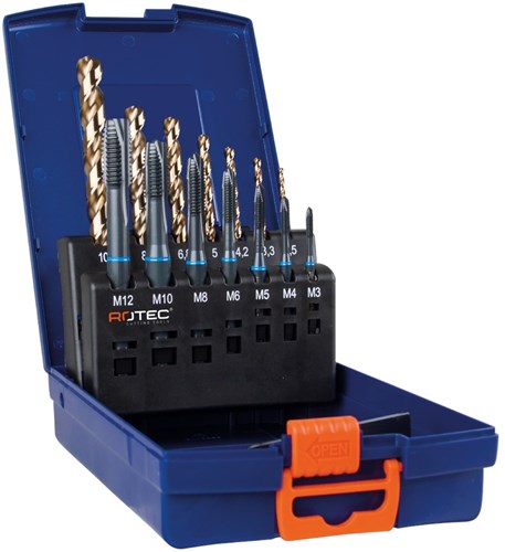 Rotec 7+7 pz. serie di maschi a macchina '331' e punte elicoidali '110' m3-m12 - 900.2009ic - 900.2009ic