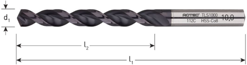 Rotec hss-e spiraalboor, din338, type tls1000, tialn, ø10,2 - 112.1020c