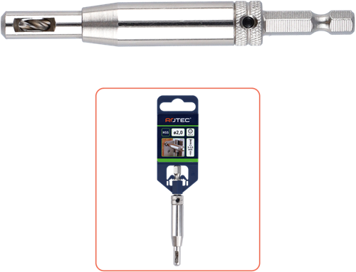 Trapano per cerniere Rotec HSS | 1 Opz. a 4 bit. e6.3 | ø2.0 (vite ø3-3.5) - 268.0001