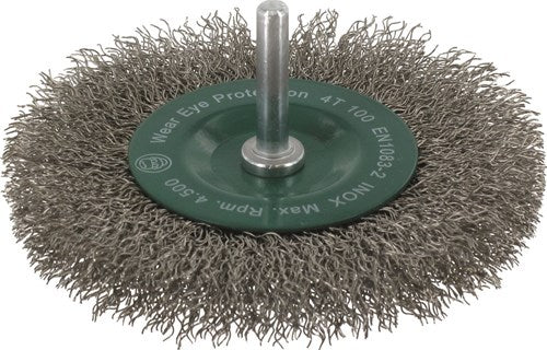 Spazzola Rotec Pin Brush sch.6mm ø100x0,30 mm x 12 mm filo ondulato in acciaio inox - 7980350 - 798.0350