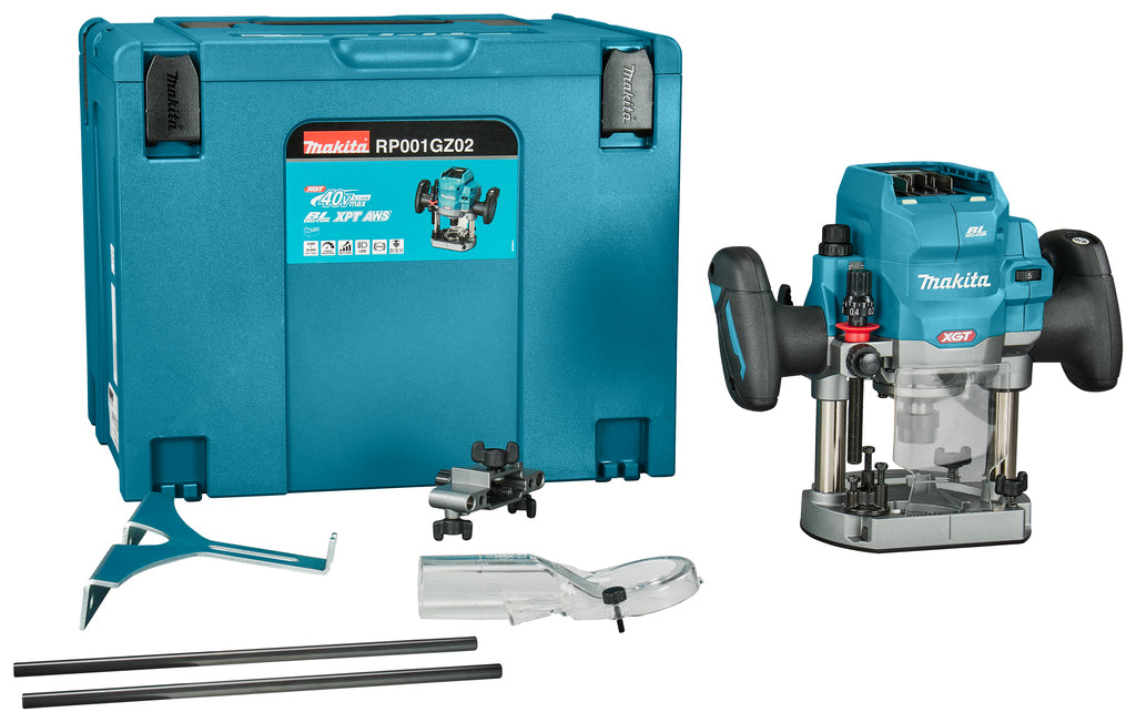 Enrutador makita rp001gz02 xgt 40v max | con transmisor aws | sin pilas ni cargador | en mbox-rp001gz02