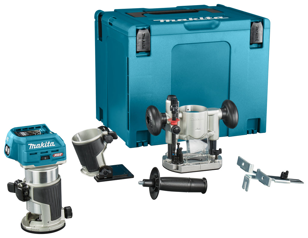 Fresa per top e bordi Makita rt001gz10 | 40 V massimo | senza batterie e caricabatterie | incl. vari piedi | in mbox-rt001gz10