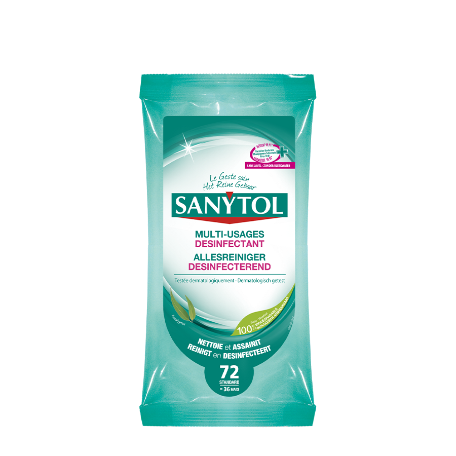 Sanytol salviette disinfettanti detergenti multiuso eucalipto 72 pezzi