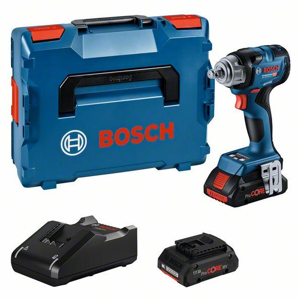 Atornillador de impacto inalámbrico bosch gds 18v-330 hc azul | 330nm | 2 baterías de 4,0 ah + cargador | en l-boxx - 06019l5002