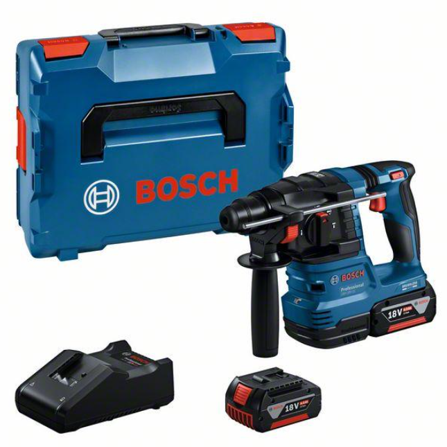 Taladro percutor inalámbrico bosch gbh 18v-22 azul | 1,9 años | 2 baterías de 4,0 ah + cargador rápido | en l-boxx - 0611924002