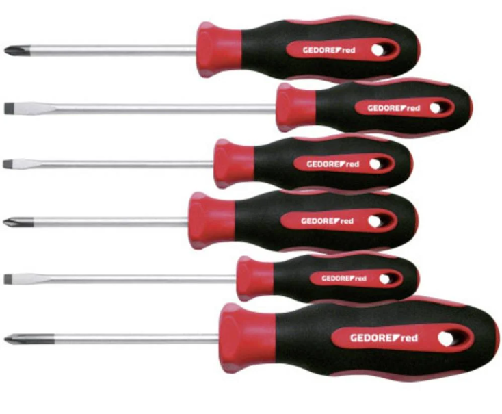 Cacciavite rosso GEDORE SET CROCS TEQUING (pH) + slot a 6 pezzi
