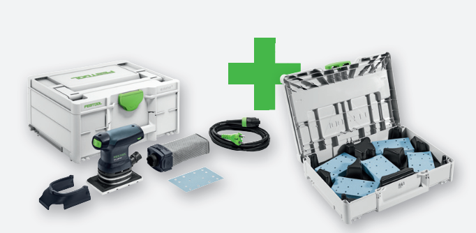 Levigatrice orbitale Festool RTS 400 REQ GR SYS P | systainer 3 - 578205 riempito con carta vetrata granulare