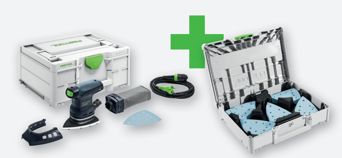 Lijadora delta festool dts 400 req gr-sys p | systainer 3 - 578208 relleno con papel de lija granat