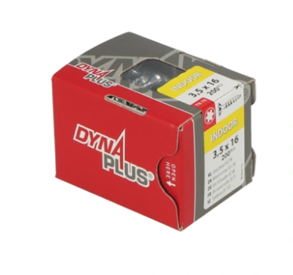 Tornillo para aglomerado dynaplus uni tornillo vz (galvanizado) pk (cabeza plana) torx tx15 3,5x16 | 200 piezas - 0281.01.16701