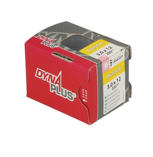 Tornillo para aglomerado Dynaplus uni tornillo galvanizado cabeza plana rosca completa torx tx10 3.0x12 | 200 piezas - 0281.01.12401