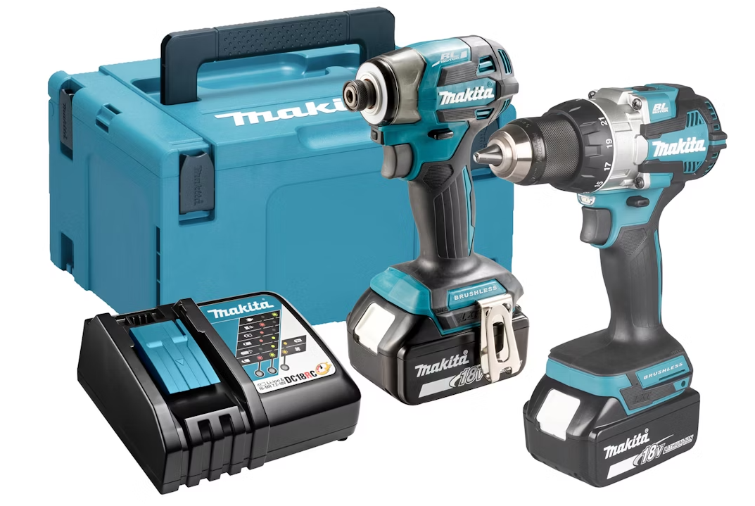 Makita dlx2527tj 18v combo trapano ddf489 trapano avvitatore a percussione dtd173z batteria 5.0 ah (2 pz), in mbox