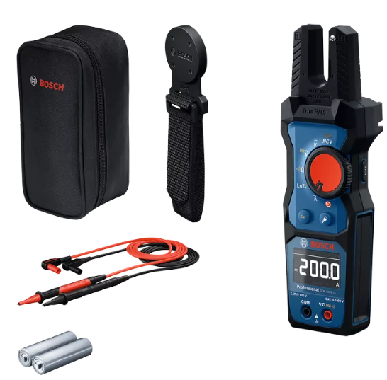 Pinza amperimétrica de horquilla profesional Bosch gfm 1000-15 azul + soporte magnético mh1 - 0601077401