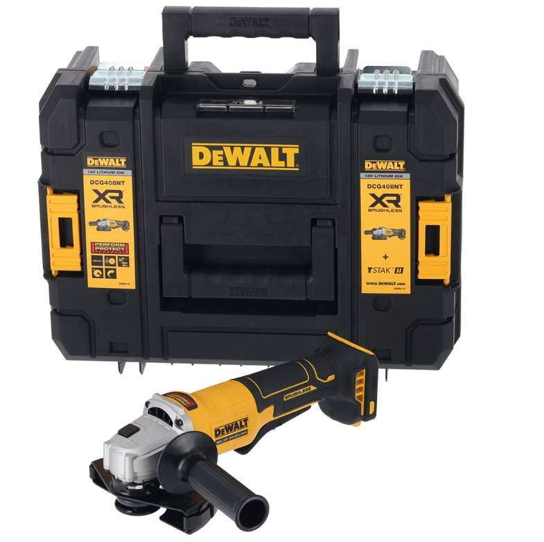 Smerigliatrice angolare a batteria Dewalt DCG408NT-XJ 18V XR | 125 mm | interruttore dell'uomo morto | senza batterie e caricabatterie in tstak - dcg408nt-xj