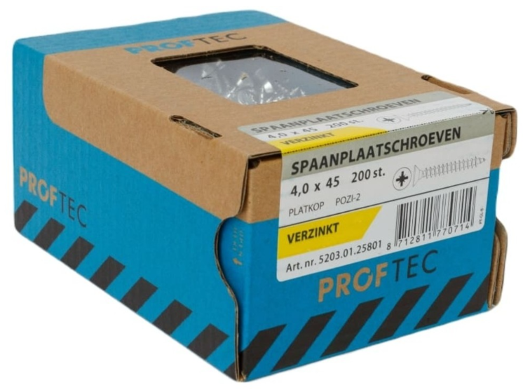 Vite per truciolare Proftec vz pk pz2 4,0x45 | 200 pezzi - 5203.01.25801