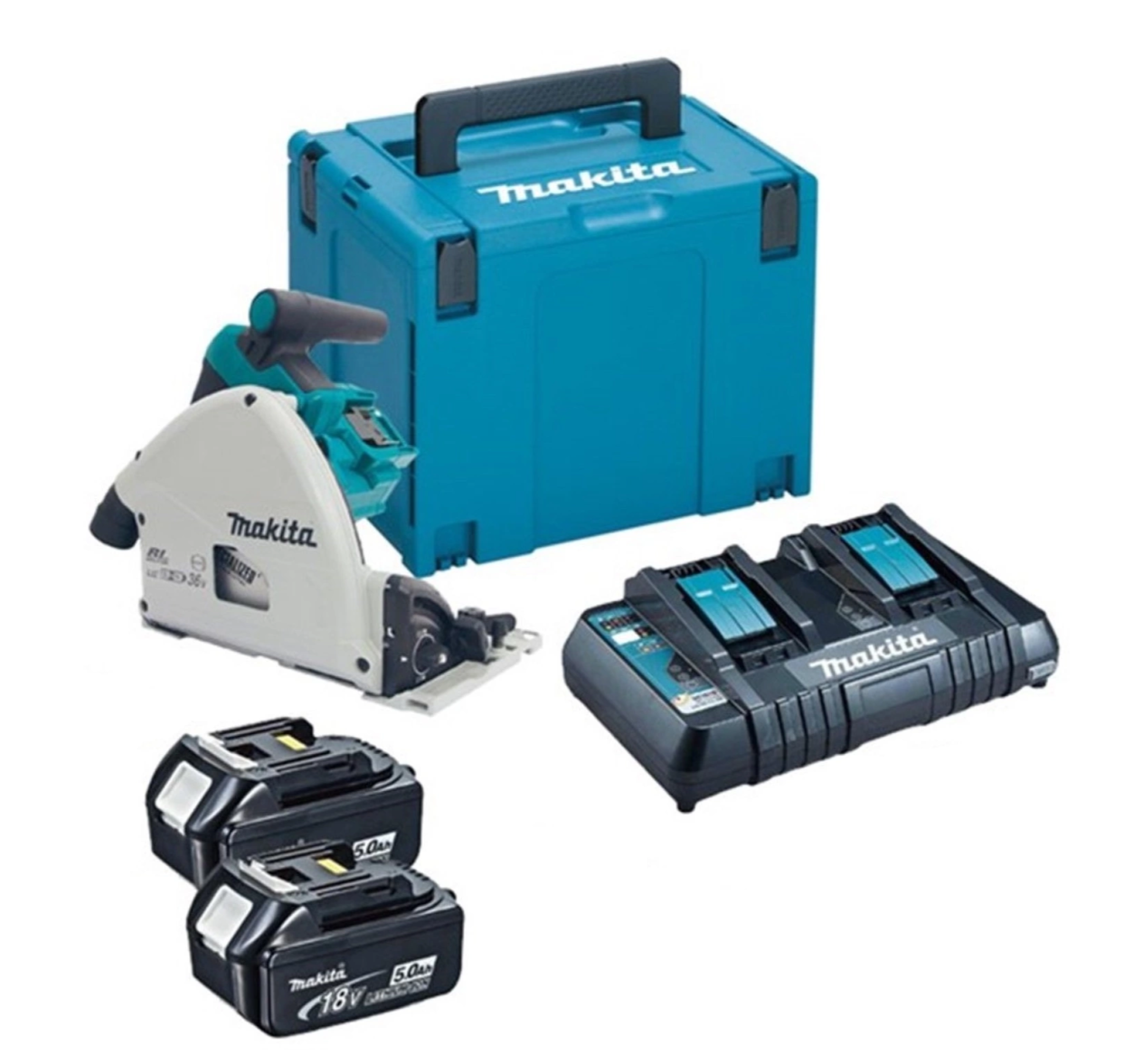 Makita dsp600pt2j sega ad immersione a batteria lxt 2x18v | batterie 2x5.0ah e caricabatterie duo