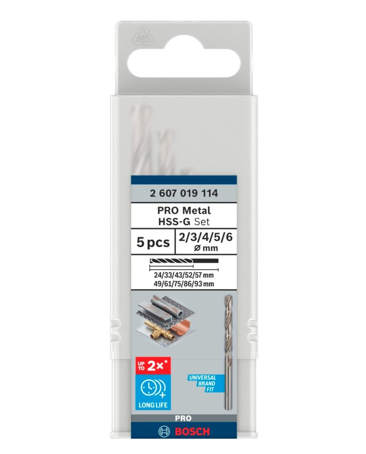 Accesorios Bosch pro metal juego de brocas helicoidales hss-g | 5 piezas - 2607019114