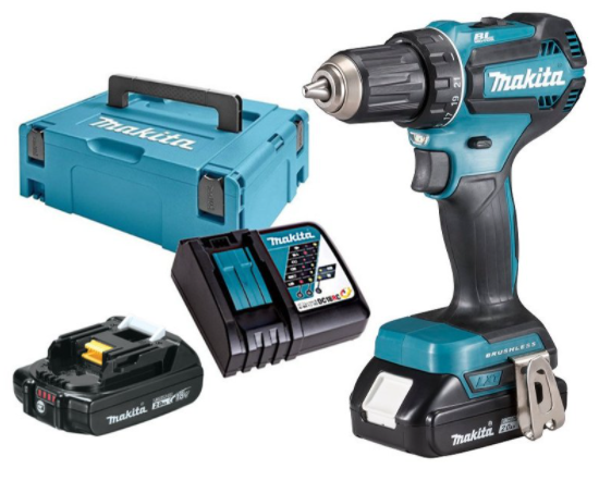 Makita ddf485raj | 18v| trapano e avvitatore | impostare | Batteria da 2,0 Ah (2 pezzi) | caricabatterie veloce | m-box - ddf485raj
